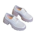 thumbnail image 2 of Lufly Lady Style Slope Heeled Casual Shoes Hollow Out Breathable Thick Heeled Lace Up Deep Mouth Single Shoes Retro Thick Heeled Style Casual Shoes, 2 of 6
