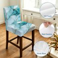 thumbnail image 4 of Turquoise Marble Bar Stool Cover Set of 6, Abstract Modern Art Marble Crack Stretch Bar Chair Cover, Removable Washable Pub Counter Stool Chair Slipcover for Kitchen Dining Room Pub Cafe, 4 of 9