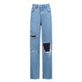 thumbnail image 2 of HAXMNOU Pants for Women Women Loose Ripped Boyfriends Jeans High Waist Baggy Denim Pants Distressed Wide Leg Jeans Y2K Mom Jeans Women's Pants Blue XXL, 2 of 6