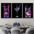 thumbnail image 3 of wall26 Framed Canvas Print Wall Art Set Purple &amp; Blue Splashes of Wine Drinks Cocktails Photography Realism Chic Landscape Colorful Multicolor Ultra for Living Room, Bedroom, Office - 16"x24, 3 of 5