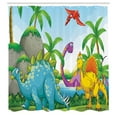 thumbnail image 2 of Ambesonne Nature Shower Curtain, Dinosaurs in the Jungle, 69"Wx84"L, Multicolor, 2 of 4