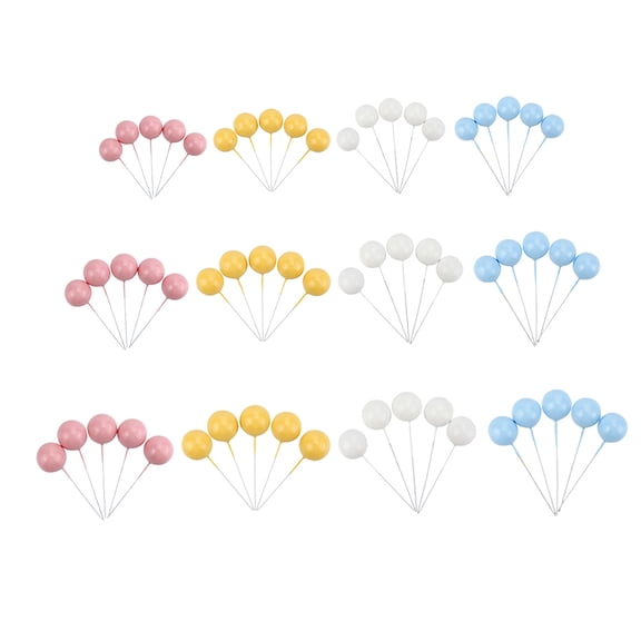 SOPOTUTU Plastic Balloon Cake Decorations, Assorted Colors, for Birthday Cakes 60Pcs