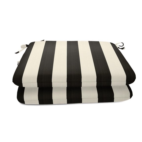 Casual Cushion Outdoor Chair Cushion, Striped Sunbrella Fade-Resistant for Patio Dining Chairs, Kitchen & Porch Benches, 20"W x 20"D, 2" thick, Reversible, Maxim Classic