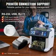 VEVOR Money Counter Machine w/ 2CIS/SN/UV/IR/MG/DD Counterfeit Detection Bill Counter 1200pcs/min For Business Multi Currency Multi Cash Processing Mode Portable Currency Money Counter