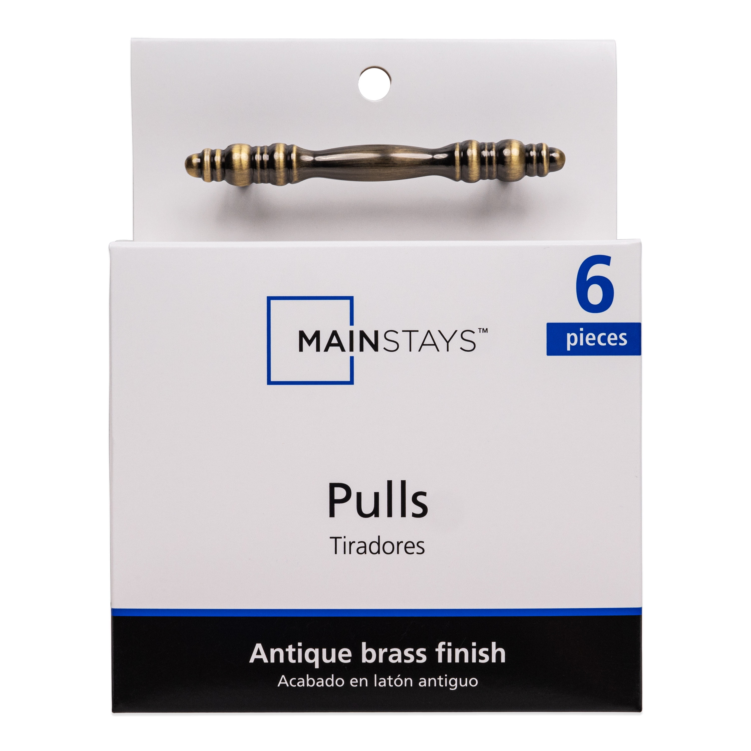 (2 pack) Mainstays 3" (76mm) Center-to-Center Traditional Cabinet Pull, Antique Brass, 6 Pack