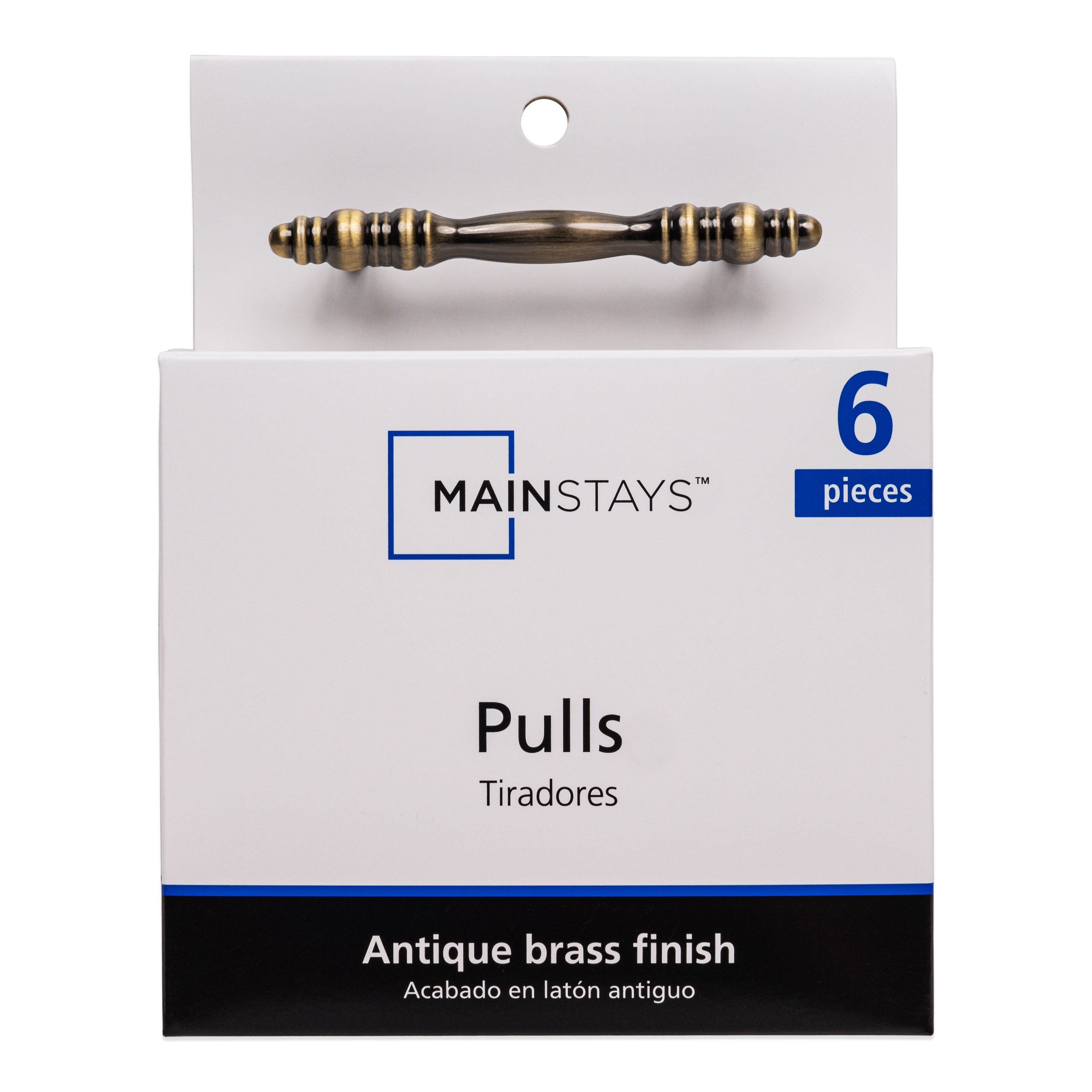 Mainstays Antique Brass Cabinet Pull, 6 Pack photo 1