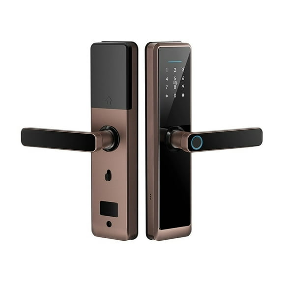 Tuya Biometric Electronics Door Lock Digital Smart Fingerprint Door Lock Password App Entry Door Lock For Home Red Bronze ,More Secure