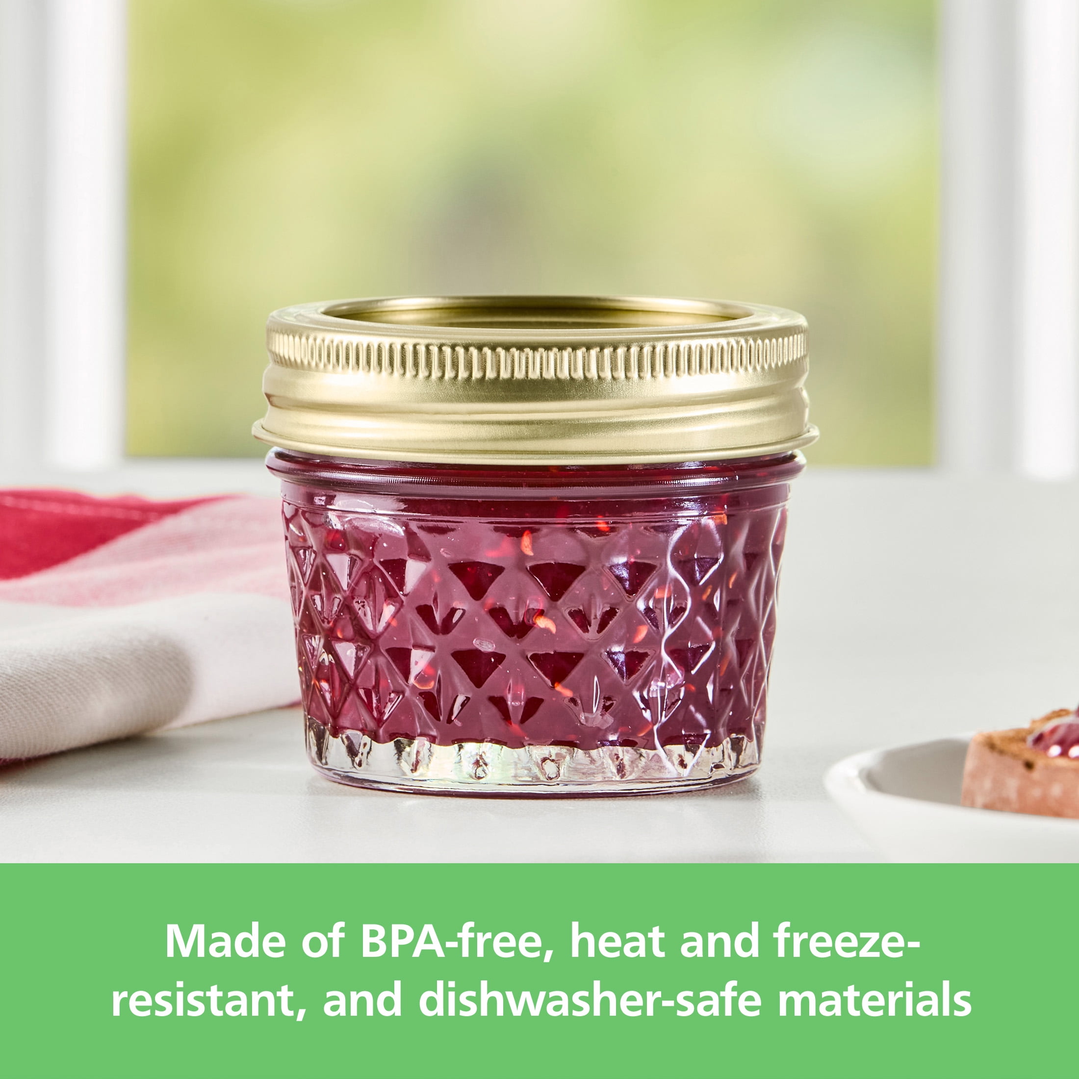 Mainstays 4 oz Mason Jars, Regular Mouth Quilted Canning Jars with Lids and Rings, 12-Pack Mini Glass Jars for Home Canning and Gifting