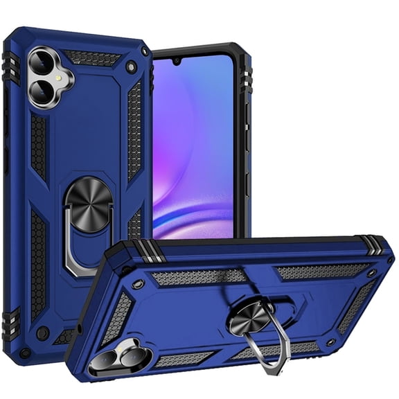 For Samsung Galaxy A05 SM-A055 Ring Kickstand Phone Cover Case   Tempered Glass - SHRG Blue