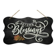 Wood Sign Autumn Blessings Wooden Sign Wooden Front Door Decor Wall Plaque House Wood Sign Porch Decorations Home Decor Hanging 12X6 Inch