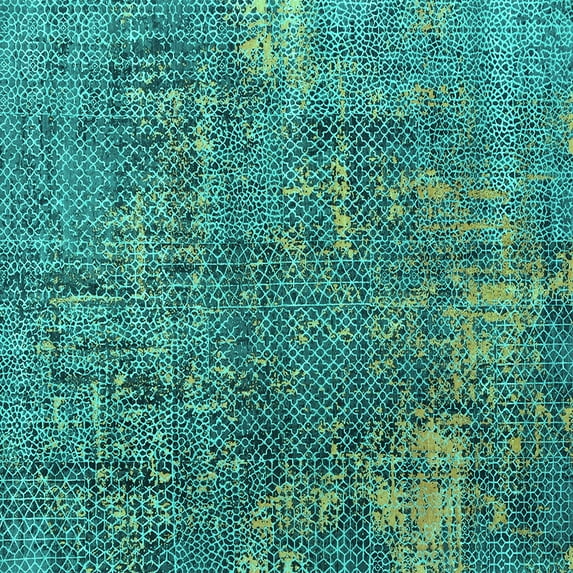 Ahgly Company Indoor Square Oriental Turquoise Blue Industrial Area Rugs, 6' Square