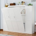 thumbnail image 3 of Full Size Murphy Cabinet Bed, Full Murphy Bed with Wardrobe and Storage Shelf, Hideaway Bed Frame Foldable Platform Beds Frame for Apartment, No Spring Box Needed, Space Saving, White, 3 of 7