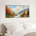 thumbnail image 5 of Forest Wall Art Mountain and River Wall Decor Framed Abstract Nature Landscape Wall Painting Spring Scenery Canvas Wall Prints for Living Room Bedroom Office 20X40 In, 5 of 9