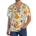 thumbnail image 7 of Lsque Whimsical Fox Floral Garden print Men's Cuban Collar Short Sleeve Shirt Summer Beachwear Casual Button Down Fashionable Vacation Leisure Shirt-4X-Large, 7 of 7