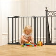 thumbnail image 5 of 31.1" Tall Baby Gate for Stairs & Doorways, Adjustable 29.5-44.1" Wide Pressure Mounted Safety Gate, No Drill Dog Gate with Double Lock Walk Through Design for Kids & Pets, Black, 5 of 9