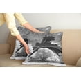 thumbnail image 2 of Ambesonne Black and White Throw Pillow Cover 2 Pack, Eiffel Tower View, 24", Blue Grey, 2 of 5
