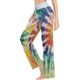 thumbnail image 3 of Women's Tie Dye Rainbow Boho Pajama Pants, Casual Pajama Bottoms Lounge Pants Wide Leg, 3 of 7