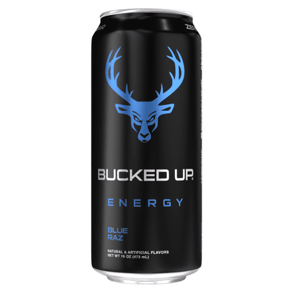 Bucked Up Energy Drink, Blue Raz, 300mg Caffeine, 16 fl oz, 1 Can