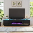 thumbnail image 5 of VANACC 2 Tiers Fireplace TV Stand with 40" Fireplace,80" Modern High Gloss Entertainment Center for TVs up to 90", Obsidian Black, 5 of 7