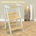 thumbnail image 3 of JOZ Kitchen Toddlers Step Stool, Montessori Kids Learning Stool, Foldable Toddler Tower for Counter, Standing Helper for Children, 3 Adjustable Heights, Wooden, White, 3 of 9