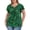 02 Leaf Green, variant on Womens Plus size Top V Neck Short Ruffled Cap Sleeves T Shirts Loose Summer Tops For Women With Neckline Shirred XL-5XL