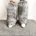 thumbnail image 6 of Y2K Fuzzy Faux Furs Leg Warmers Furs Heels Long Boots Cuffs Cover Belt One Pair Carnivals Boot Cover Y2K JK Uniform, 6 of 18