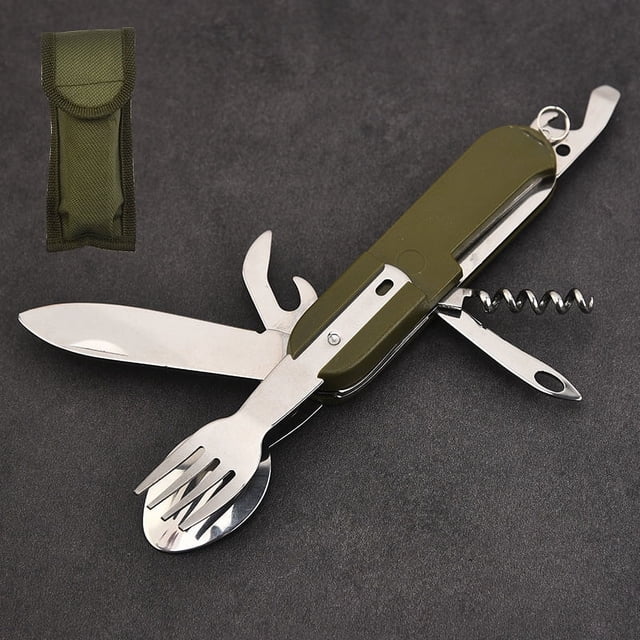 1 vajilla para exteriores, cuchillo plegable para montar, tenedor, cuchara plegable de viaje, Kit de cuchillos para acampar, Kit de cuchillos plegables multifunción Sincero Electrónica