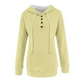 thumbnail image 5 of Mlzmgr Hoodies for Women 1/4 Button Drawstirng Regular Fitted Sweatshirts Solid Color Casual Sports Shirts, 5 of 6