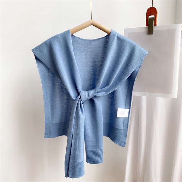 Chal pequeño de punto de color liso para mujer, abrigo para primavera y otoño, chal camisero para mujer
