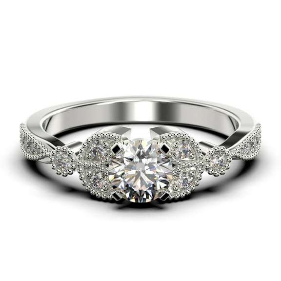 Unique Boho & hippie 1.50 Carat Round Cut Diamond Moissanite Engagement Ring, Wedding Ring in 925 Sterling Silver With 18k White Gold Plating, Leaf Ring, Gift For her, Promise Ring, Anniversary Gift