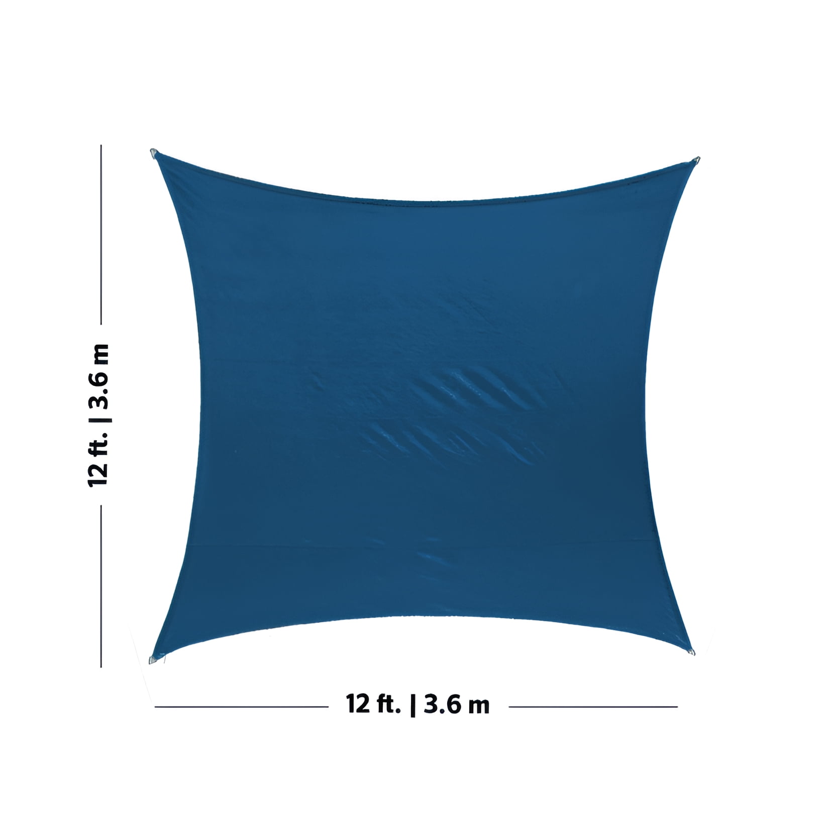 Coolaroo Coolhaven Outdoor Sun Shade Sail With Hardware Kit 95% UV Block Protection for Garden, Patio, Backyard, 12' Square, Sapphire