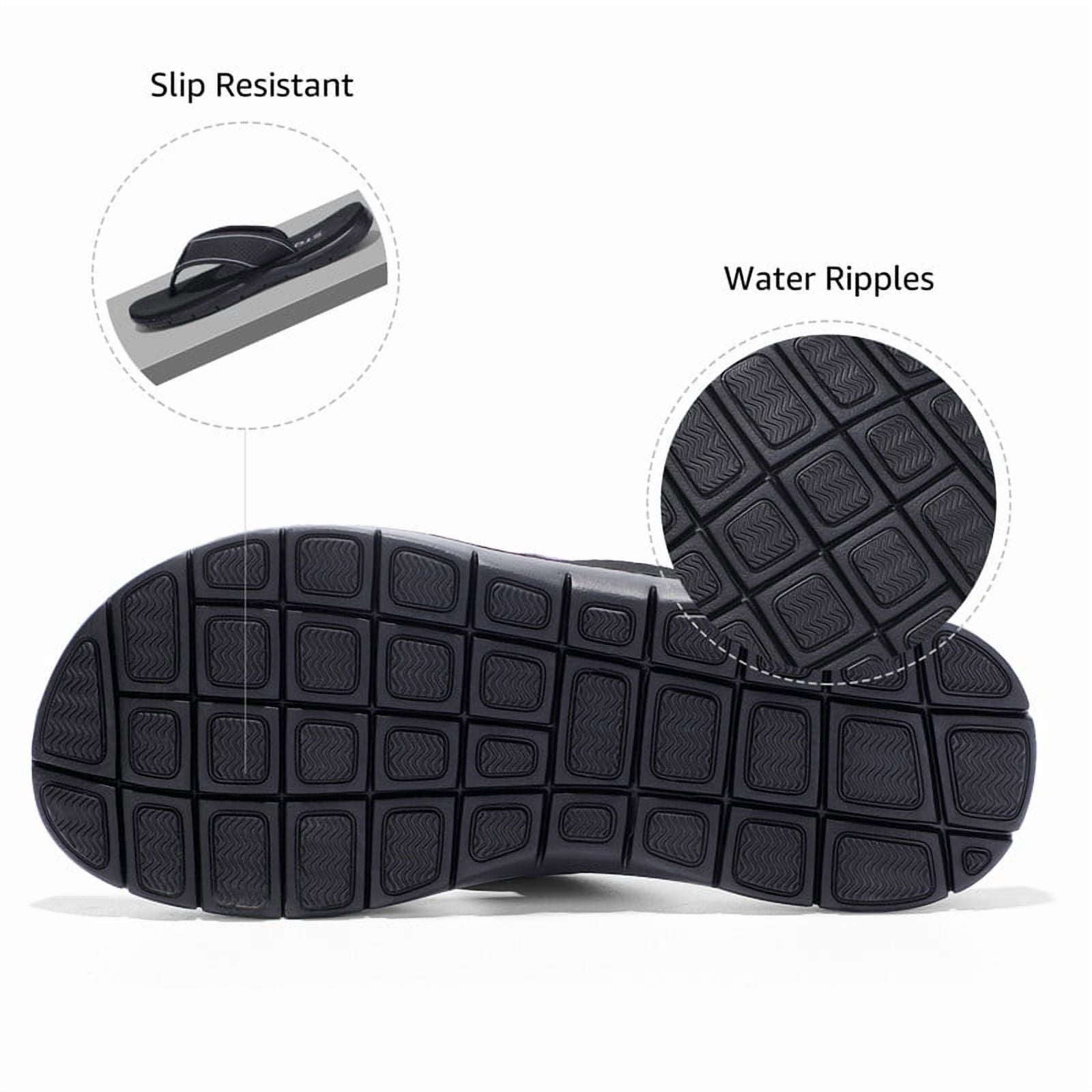 STQ Women‘s Flip-flop Non Slip Comfortable Yoga-Mat Thong Sandals for Outdoor All Black 7 US