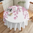 thumbnail image 3 of Pink Leaf Round Tablecloth 60 inches Eucalyptus Leaves Spring Plant Farmhouses Waterproof Oil-Proof Table Cloth Round Table Cover for Holiday Party Picnic Dinner Decor Indoor and Outdoor Use, 3 of 9