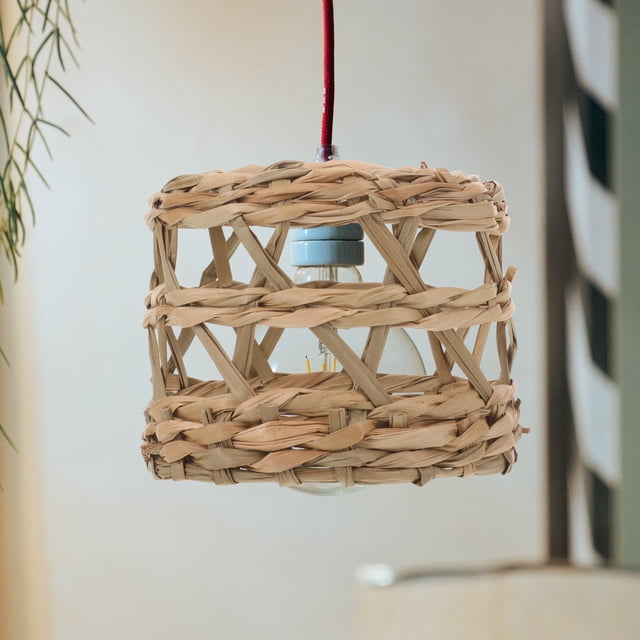HINTRMENT Woven Lampshade Brown Rustic Light Softening For Living Room 1Set