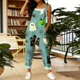 thumbnail image 5 of Womens Halloween Linen Overalls Casual Wide Leg Floral Print Loose Fit Jumpsuits Boho Bib Pants, 5 of 6