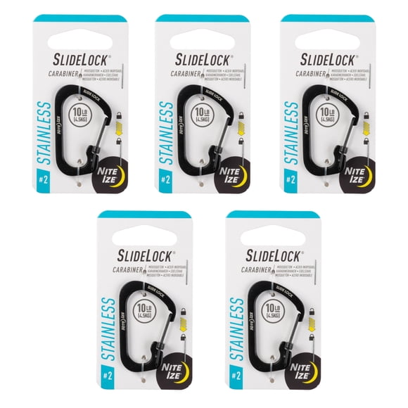 Llavero de acero inoxidable Carabiner Nite Ize SlideLock, paquete de 5