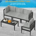 thumbnail image 6 of 6 PCS Aluminum Patio Sectional Sofa Set with 3-Seat Couch, Armchair, Coffee Table | Outdoor Furniture Set All Weather Use Conversation Set for Poolside Backyard, Gray Frame with Gray Cushion, 6 of 9