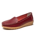 thumbnail image 4 of Womens Faux Faux Leather Loafers Slip On Comfortable Vintage Style Shoes Lightweight Breathable Flat Round Toe Work Wine,Size 7.5, 4 of 7