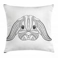 thumbnail image 1 of Bunny Throw Pillow Cushion Cover, Boho Style Ethnic Hare Head Ornamented with African Zentangle Motifs, Decorative Square Accent Pillow Case, 20" X 20", Charcoal Grey and White, by Ambesonne, 1 of 2