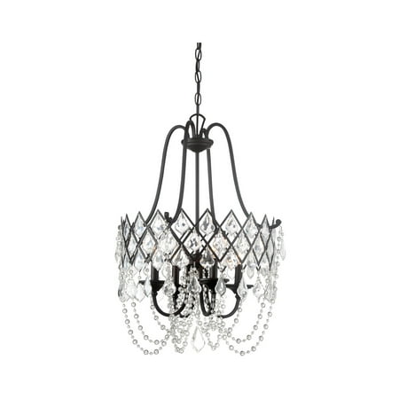 

Vintage Bronze Tone Finish Pendants 20 Wide Faceted Crystal Accents Candelabra Base 4 Light Fixture