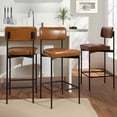 thumbnail image 5 of Best Choice Products Set of 3, Armless Counter Height Bar Stools, Modern PU Faux Leather Stools - Camel Brown, 5 of 11