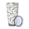 thumbnail image 2 of Haiem Golfing Clubhouse Printed 20oz Straight Skinny Car Cups With Insulated Cup Sleeve Portable Handle, Sports Travel Coffee Mug, Stainless Steel, Insulated-Straw Three-piece Set, 2 of 8