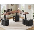 thumbnail image 3 of 76.8" Farmhouse L Shaped Electric Standing Desk with 6 Drawers and File Cabinet, Height Adjustable Computer Desk, Home Office Desk, 3 of 8