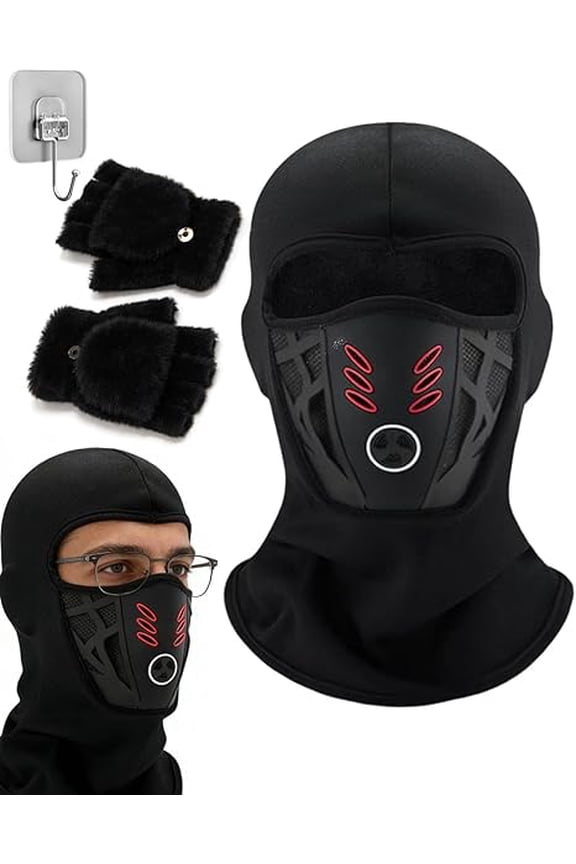 Winter Rider Warm Anti-Haze Balaclava Full Face Mask  Glasses No Longer Fog Up, Full Face & Neck Windproof for Sports