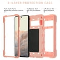 thumbnail image 2 of Nalacover Heavy Duty Case for Google Pixel 6 Pro, Armor Military Grade Ring Holder Kickstand Rugged PC Soft TPU Shockproof Cover Magnetic Car Mount Triple Layers Colors Design Case,Rosegold, 2 of 5