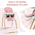 thumbnail image 2 of AILEEKISS Foldable High Chair for Baby, Toddler Eating Chair with Detachable Double Trays, Natural Pink, 2 of 11