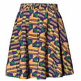thumbnail image 3 of Bintarealwax Women's African Print Skirt High Waist Ankara Flare Pleated Short Skirt Casual Dashiki, 3 of 4