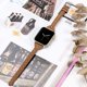 thumbnail image 2 of Scrub Cuero marrón oscuro compatible con Apple Watch Correa de cuero fina 42 mm/44 mm/45 mm para iWatch SE Mujer Hombre Elegante correa estrecha Remache simple (cierre plateado) Serie 6 5 4 3 2 1 ER, 2 of 6