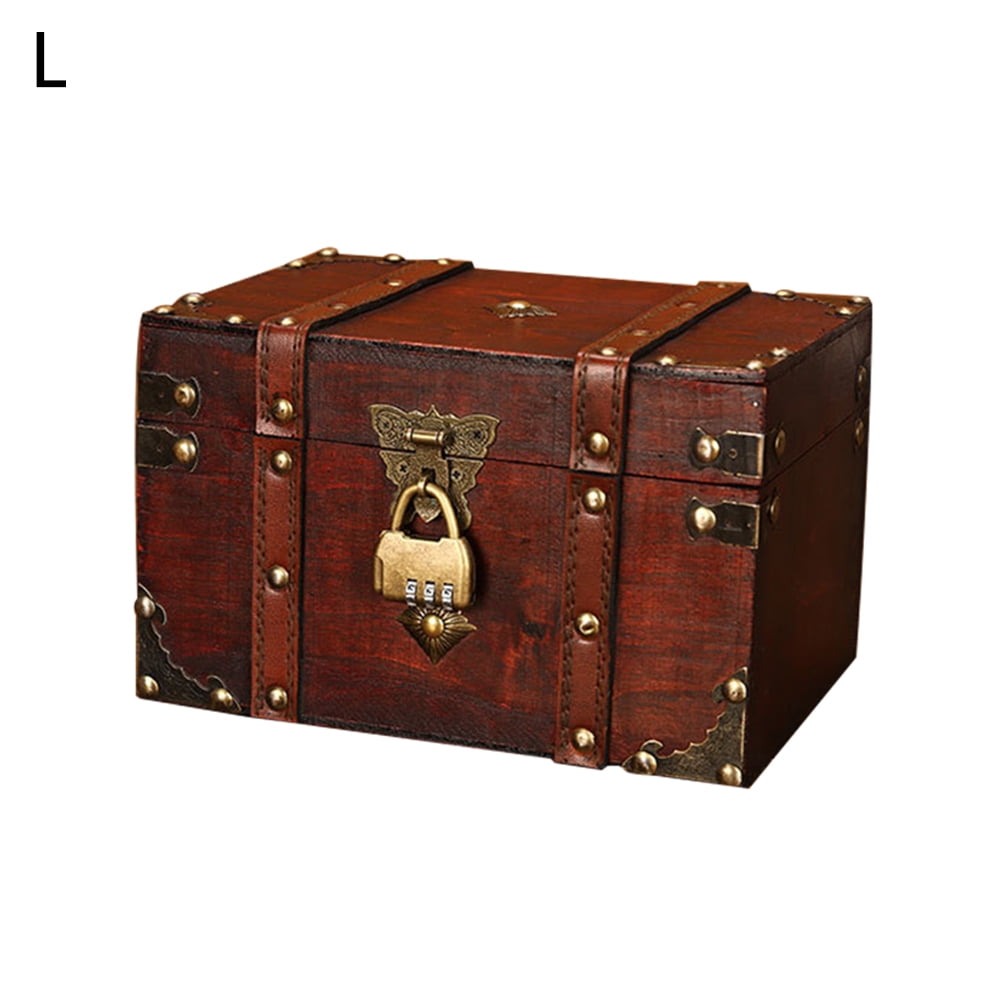 JuLam 1L Vintage Style Leather Treasure Chest Decorative Box 2 Size