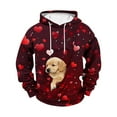 thumbnail image 4 of Mens Kangaroo Pouch Hoodie Valentine's Day Dogs Cats Pet Carrier Hooded Sweatshirts Oversize Long Sleeve Animal Holder Pullover Tops Red XXXL, 4 of 5